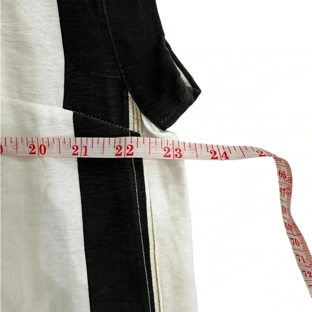 KORI Black & White Striped Short Sleeve Collared Shirt Dress Size Large - EUC - Picture 6 of 6